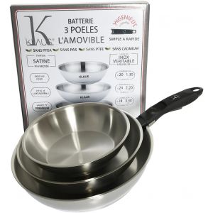 Subzonal-Lot De 3 Po&ecirc;les En Inox Inoxydable Poign&eacute;e Amovible Haute Qualit&eacute; -Tous Feux Dont Induction | Cuisson Saine Et Homog&egrave;ne | Facile &Agrave; Nettoyer, 20/24/28 Cm - Neuf