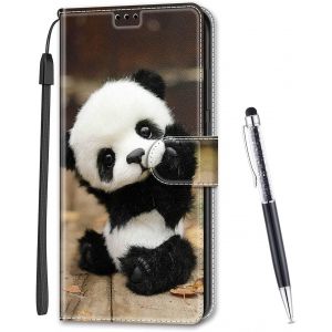 Kal-Coque Compatible Avec Motorola Moto E22i 4g / E22 4g, Imprimé Coloré Motif Portefeuille Housse En Cuir Synthétique Avec Support Et Cartes Pour Motorola Moto E22i 4g / E22 4g (Panda) - Neuf