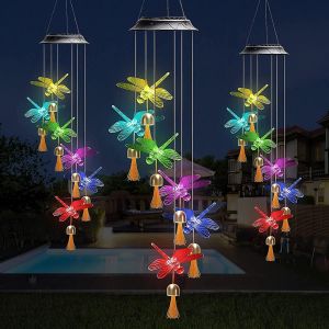 2023 Solar Butterfly Wind Chimes wish Bells,7 Couleur Changeante Solaire Carillon Lumière,Solar Powe - Neuf