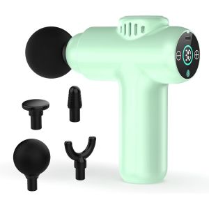 Mini Pistolet De Massage Portable, Silencieux Pistolet Massage Musculaire Avec 30 Niveaux R&eacute;glables, 4 T&ecirc;tes, Masseur De &Eacute;lectrique Compact Pour Sport Charge De Type-C - Neuf