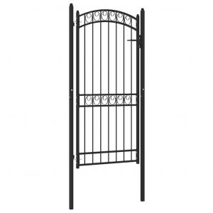 Prolenta Premium - Portail De Cl&ocirc;ture Avec Dessus Arqu&eacute; Acier 100x200 Cm Noir - Neuf