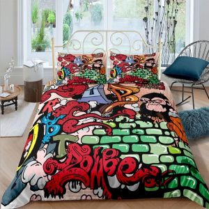 Housse De Couette Imprim&iquest;&iquest;E En D Graffiti Style Hip-Hop Soft Respirant S&iquest;&iquest;Rie Microfibre Literie - Housse De Couette Et Taie D'oreiller Xcm (Hip-Ho - Neuf