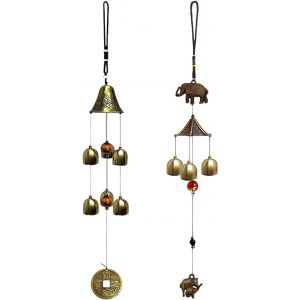MEVRONISSHOP-Lot de 2 pendentifs carillons &eacute;oliens en m&eacute;tal - Grande horloge - Carillon &eacute;olien r&eacute;tro - Carillon &eacute;olien - Pendentif pour le magasin de la maison, le jardin - Carillon &eacute;olien - Pendenti - Neuf