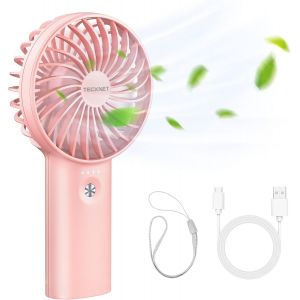 Ventilateur &iquest;&iquest; Main 2 en 1 - Mini USB Portable 5200mAh Batterie Rechargeable, 3 Vitesses R&iquest;&iquest;glables pour Maison/Bureau/Voyage - Rose - Neuf