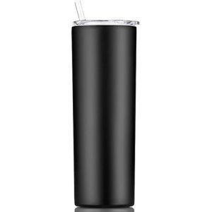 Eryi-U2013 Gobelet Fin À Double Paroi En Acier Inoxydable 18/8 Avec Paille Et Couvercle, Tasse De Voyage Isotherme Pour Garder Les Boissons Froides Et Chaudes (Noir, 570 Ml) - Neuf