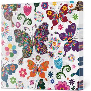 Kal-Lot De 20 Serviettes En Papier De Soie À 3 Plis Pour Découpage, Déjeuner, 33 Cm X 33 Cm, Motif Papillon Vitrail - Neuf