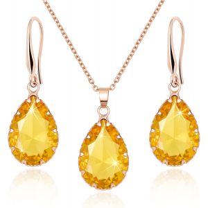 Linawe Ensemble De Bijoux, Bijoux De Mariée, Bijoux De Mariage, Bijoux De Mariée, Boucles D'oreilles Suspendues Et Pendentifs, Collier Pour Femmes, Disponible En Argent, Or Et Or Rose - Neuf