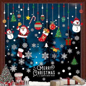 140PCS de No&euml;l Fen&ecirc;tre s'Accroche pour la Maison/Magasin, D&eacute;coration de No&euml;l, de Nombreux &Eacute;l&eacute;ments Classiques de No&euml;l, de No&euml;l Porte Autocollant Amovible R&eacute;utilisable Statique D - Neuf