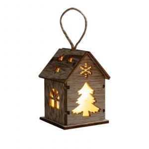 Lumineuse Maison En Bois Ornements De D&eacute;coration De Led Lumi&egrave;re De Bricolage Bois, D&eacute;corations De No&euml;l Mini Shisanq De No&euml;l - Neuf