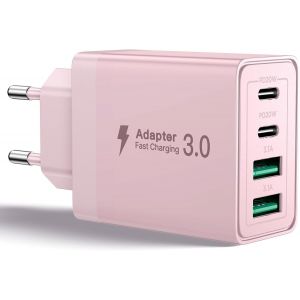 Chargeur Usb C,40w 4 Port Prise Usbc Chargeur Rapide Iphone,3.1a Pd+Qc Type C Adaptateur Multi Secteur Chargeur Pour Iphone16 15 14 13 12 11 Pro Max X Xs Xr 8 7 6s Plus Mini Se,Ipad,Samsung.[J35] - Neuf