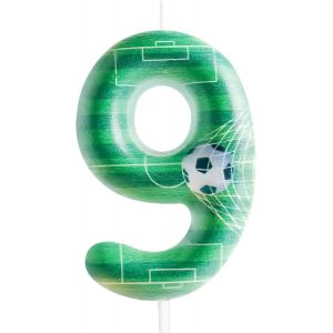 Chenquansarl-Bougie D'anniversaire En Forme De Chiffre 9 - Décoration De Gâteau D'anniversaire - Bougie Verte Sur Le Thème Du Ballon De Football - Décoration De Gâteau Pour Hommes, Garçons Et Enfants - Neuf