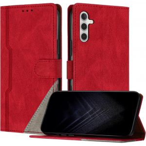 Kal-Étui Pour Samsung Galaxy A04s/A13 5g/A04 4g, Housse En Cuir Pu Avec [Protection Antichoc Tpu] [Fonction Support] [Porte-Cartes ] Antichoc Magnétique Coque Pour Galaxy A04s - Rouge - Neuf