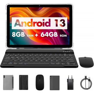 ChenQuanSarl-Tablette 10 Pouces,8 Go (4+4 Go Expand),64 Go Rom,Android 13,1 To Expand,Qcta Core,Wifi 6,6000 Mah,Tablette Pc Avec Clavier,Souris,Étui,Gris - Neuf