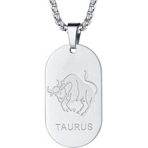 Trahoo-Collier Signe Astrologique,Pendentif Plaque Militaire/Médaillon Zodiaque Acier Inoxydable/Or/Noir Avec Chaîne Réglable,Bijoux Fantaisie Idée Cadeau Homme Femme - Neuf