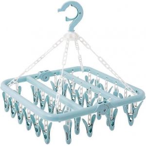 Cintre de sous-vêtements avec 32 clips Pince à vêtements pliable Séchoir à vêtements coupe-vent Rack suspendu pour bébé Cl - Neuf