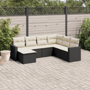 Prolenta Premium - Salon De Jardin 7 Pcs Avec Coussins Noir R&eacute;sine Tress&eacute;e - Neuf