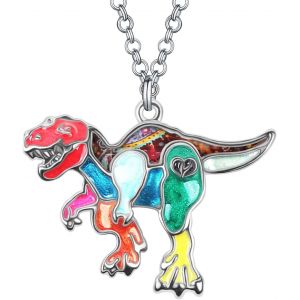Kal-Collier Pendentif Dinosaure Tric&eacute;ratops En &Eacute;mail Mignon Pour Femmes Filles Bijoux Fantaisie Cadeaux - Neuf