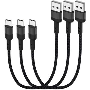 Lot De 3 Câbles Courts Usb C De 30 Cm, Câble De Charge Android De Type C, Usb 2.0 En Nylon Tressé, Charge Rapide, Compatible Avec Samsung Galaxy S10, S9, Note 8, Lg G6 V20, Google Pixel 2 Xl[Z1580] - Neuf