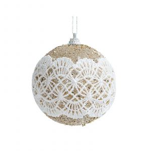 D&eacute;corations d'Arbre de no&euml;l avec de la Dentelle Balle en Mousse et Poudre Pendentif 8cm - Neuf