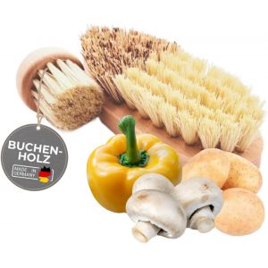 Loranka-Lot De 2 Brosses &Agrave; L&eacute;gumes Et &Agrave; Champignons En Bois De H&ecirc;tre - Brosses De Nettoyage Durables Pour L&eacute;gumes Et Champignons - Robuste, Durable Et Respectueux De L'environnement - Neuf