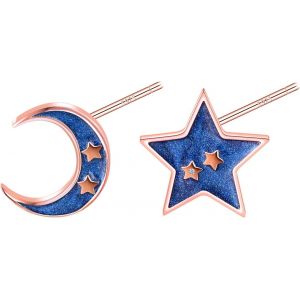 Kal-Boucles D'oreilles &Agrave; Tige Asym&eacute;triques En Argent Sterling 925 Pour Femme Et Fille, &Eacute;toile Et Lune Boucles D'oreilles Hypoallerg&eacute;niques En Email Bleu Bijoux Femme - Neuf