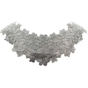 Kal-Col En Dentelle Brodée Col En Dentelle Appliqué Fleur Dentelle Patchs Brodés Amovibles Encolure En Dentelle Col Élégant Insert De Col Femme Pour Couture Argent Taille Unique - Neuf