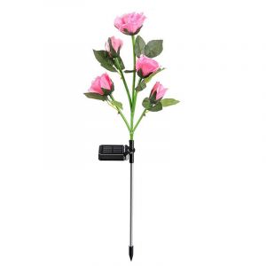Lot de 2 roses artificielles à énergie solaire, lot de 2, pour décoration extérieure, jardin, cour, terrasse, cimetière, balcon, décoration de Noël - Neuf