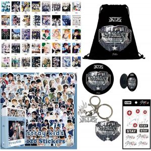 TRAHOO-Stray Kids Accessoire, Ensemble cadeau Stray Kids, Coffret Cadeau Fans de Stray Kids, Personal Stray Kids Merchandise Coffret Cadeau, Carte Photo Stray Kids, sac &agrave; cordon Stray Kids Autocollan - Neuf