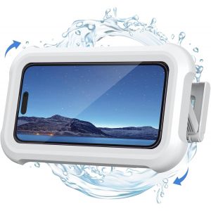 Support De T&eacute;l&eacute;phone De Douche &Eacute;tanche, &Eacute;tui Bo&icirc;tier De T&eacute;l&eacute;phone &Eacute;tanche De Mural - [360&deg;Rotation & 120&deg;R&eacute;glable] 3 Crochets Muraux Adh&eacute;sifs, Support Mural Bain Pour 4 &Agrave; 7"" Smartphone, Noir - Neuf