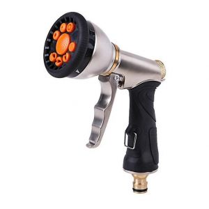 Pistolet &agrave; eau haute pression en m&eacute;tal avec 9 modes de jet et g&acirc;chette - Neuf