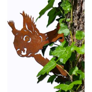 MEVRONISSHOP-Fiche d'arbre en INOX - d&eacute;coration de Jardin pour l'ext&eacute;rieur en Acier corten v&eacute;ritable. Belle d&eacute;coration de Jardin, &eacute;cureuil Unique et Durable. - Neuf
