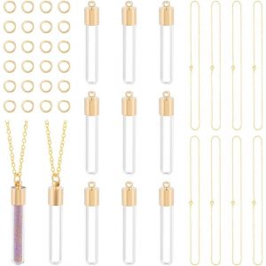 Kal-Ensemble Colliers À Breloques En Verre Transparent Collier À Breloques Flacon En Verre Doré Collier À Breloque En Forme De Sablier Avec Anneau Pour La Fabrication De Bijoux - Neuf