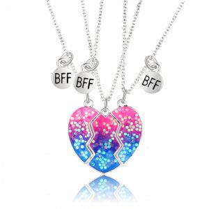 Ensemble De Colliers Avec Pendentif D'amiti&eacute;, Collier Pour Meilleurs Amis, Collier Bff, Collier D'amiti&eacute; En Forme De Coeur Violet Pour 3 Filles, Cadeau D'anniversaire Pour Les Meilleures Amies - Neuf