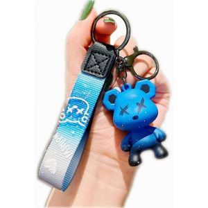 Kal-Cute Color Bear Keychain Boy Girl Creative Tresed Rope D&eacute;grad&eacute; Couleur R&eacute;sine Animal Pendentif Hommes Femmes Metal Key Ring - Neuf