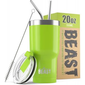 Beast Tasse Thermique De Voyage &iquest; 300 Ml I Arc-En-Ciel I Double Paroi Inox Caf&eacute; Isol&eacute; I Avec 2 Pailles S Et Brosse &Agrave; Dents De Nettoyage I Id&eacute;al Pour Caf&eacute; Froid Ou - Neuf