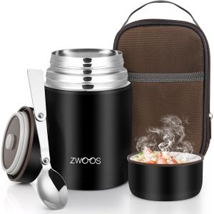 MEVRONISSHOP-800ml Thermos Alimentaire Chaud avec Sac à Lunch, Acier Inoxydable 316 Boite Isotherme Repas Chaud avec Cuillère, Boite Repas Isotherme pour Ecole, Bureau, Camping - Neuf