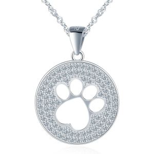 Collier En Argent Sterling 925 Pour Femme Motif Empreinte De Pas De Chien Collier Avec Pendentif En Zircone Cubique, Argent, Argent&eacute;e - Neuf