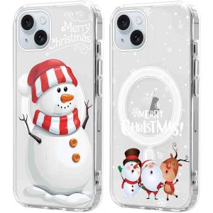 SJZG-2 Pi&egrave;ces No&euml;l Coque Magn&eacute;tique Pour Iphone 15 Plus 6,7'', Etui En Motif Dessin Cadeau De No&euml;l Compatible Avec Magsafe, Housse Christmas Silicone Tpu Bumper Cover Pour Iphone 15 Plus, No&euml;l 07 - Neuf