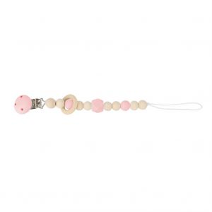 Attache-Tetine En Bois Pour Bebe, Perles Colorees En Forme De Perles Pour Enfants (Rose) - Neuf