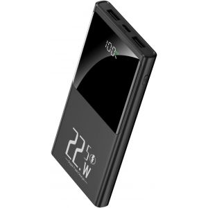 Eryi-Chargeur Portable 10 000 Mah Powerbank 22,5 W Batterie De Charge Rapide Avec Entrée Et Sortie Usb-C Et Grand Écran Led Chargeur De Téléphone Portable Fin Pour Iphone Google Android (Noir) - Neuf