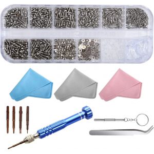 XIXA-Kit De Réparation De Lunettes Vis De Lunettes Lunettes De Nez Plaquettes En Silicone Avec Tournevis Pincettes Chiffon De Nettoyage Pour La Réparation De Lunettes - Neuf