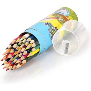 Crayons De Couleur, Paquet De 24, Avec Taille-Crayon Int&eacute;gr&eacute; Dans Le Capuchon Du Tube, Couleurs Vives - Neuf