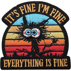 Kalanka-It's Fine I'm Fine Everything Is Fine Patch Amusant Motif Chat Brod&eacute; Militaire Tactique Pour V&ecirc;tements, Sac &Agrave; Dos, Vestes, Harnais Ppour Chien, 1 Pi&egrave;ce - Neuf
