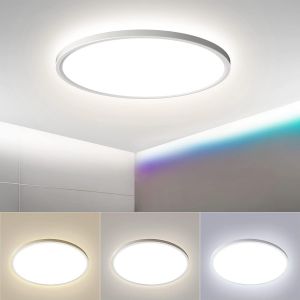 KAL-Plafonnier Led Rond 28W, Éclairage De Plafond 3000K 4000K 6500K, 3240Lm Lumiere Moderne, Luminaires Intérieur Pour Salon, Chambre, Cuisine, Salle De Bain, Ip44, 30Cm - Neuf