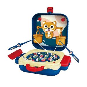 Jeu de pêche magnétique rotatif électrique avec balance de poids pour chat de dessin animé, valise pour enfants-Bleu - Neuf