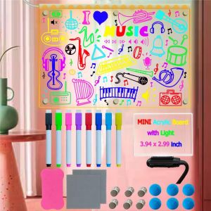 lbgwp60-Tableau Magnétique En Acrylique À Led De 40 Cm X 30 Cm Avec Lumière À Intensité Variable Pour Réfrigérateur, Tableau Lumineux Comme Tableau De Mes , Tableau Led En Verre À Noter, Tableau À - Neuf