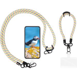 Cordon T&eacute;l&eacute;phone Portable + Dragonnes De T&eacute;l&eacute;phone, Tour De Cou Telephone Universelle Avec 2 Patchs En Tpu Avec Anneau - Couleur - Neuf