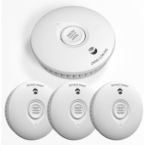 D&eacute;tecteur de fum&eacute;e avec Pile 10 Ans | D&eacute;tecteur Incendie avec Fonction Silence et autotest Capteur photo&eacute;lectrique, certifi&eacute; Q DIN EN14604,4 pi&egrave;ces - Neuf