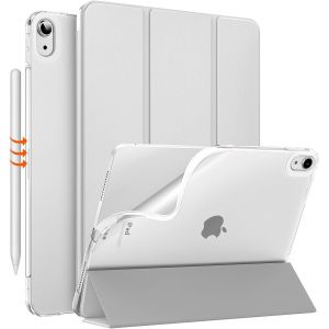 LORANKA-Coque pour iPad Air 11 Pouces 7e/6e G&eacute;n&eacute;ration M3/M2 2025/2024, iPad Air 5e/4e G&eacute;n 10,9"" 2022/2020, Coque Arri&egrave;re Translucide Givr&eacute;e TPU, Auto R&eacute;veil/Sommeil, Argent - Neuf