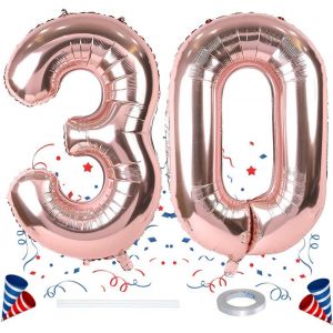 Chicslick-Ballons De Fête D'anniversaire 30 Ans - Or Rose - Chiffre 30 - Ballons De Fête Avec Ruban - Grands Ballons De 101,6 Cm - Pour Filles, Garçons, Femmes, Hommes, 30e Anniversaire - Dé[X2701] - Neuf